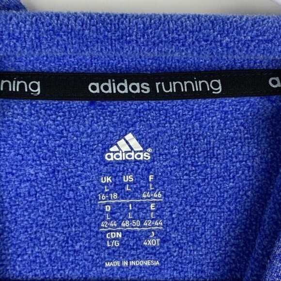 Adidas Running Sweater Womens Large Blue Hooded Sweatshirt Ladies Casual - Picture 11 of 12